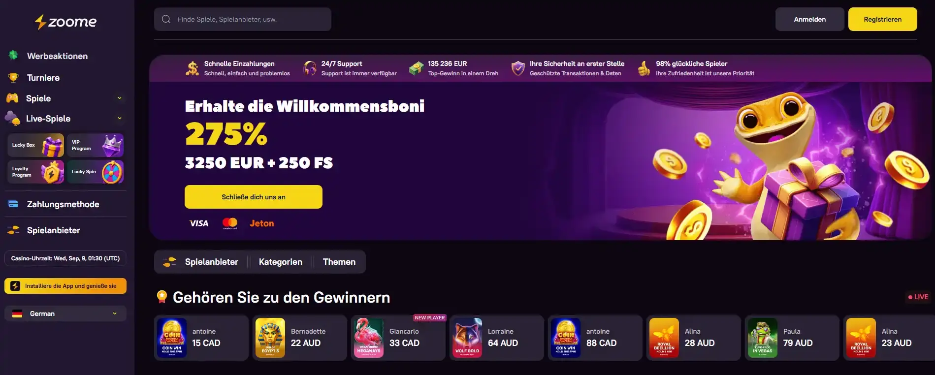 Deutschsprachige Zoome Casino Startseite
